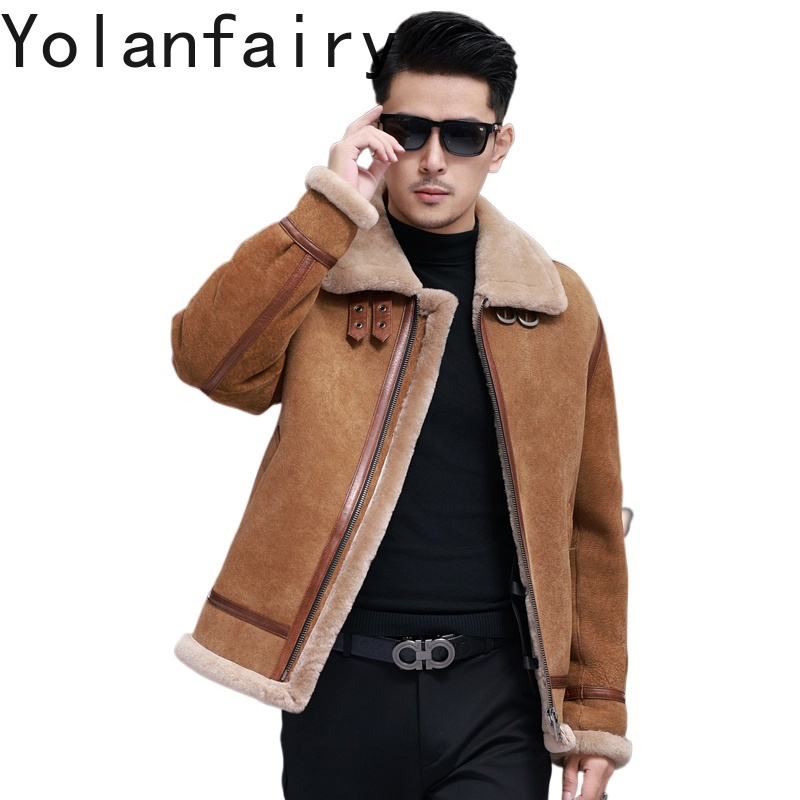 Men'S Fashion Leather Jacket - YOLANFAIRY Yüksek Kaliteli Gerçek Koyun Derisi