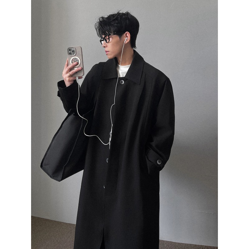 Men'S Fashion X - Erkek Minimalist Tek Düğmeli Uzun Palto