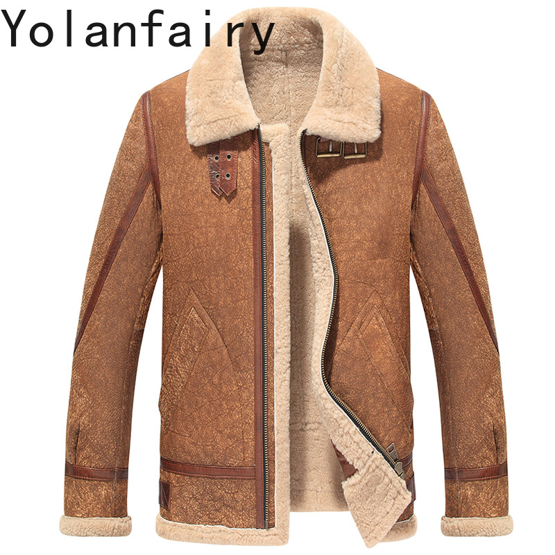 Men'S Fashion Leather Jacket - YOLANFAIRY Gerçek Deri Ceketler Adam için