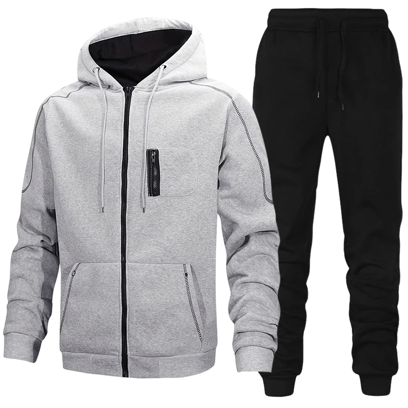 Mens Fashion Workwear - Moda Erkek Eşofman Günlük Kapüşonlu Sweatshirt