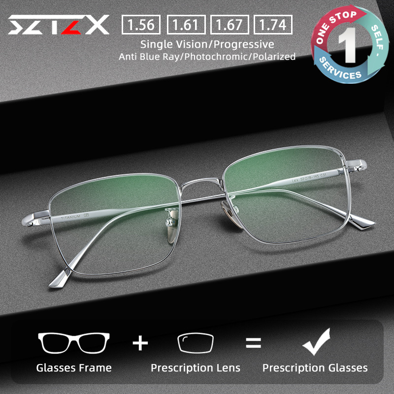 Mens Fashion Reading Glasses - SZTZX Saf Titanyum Tel Retro Yarım