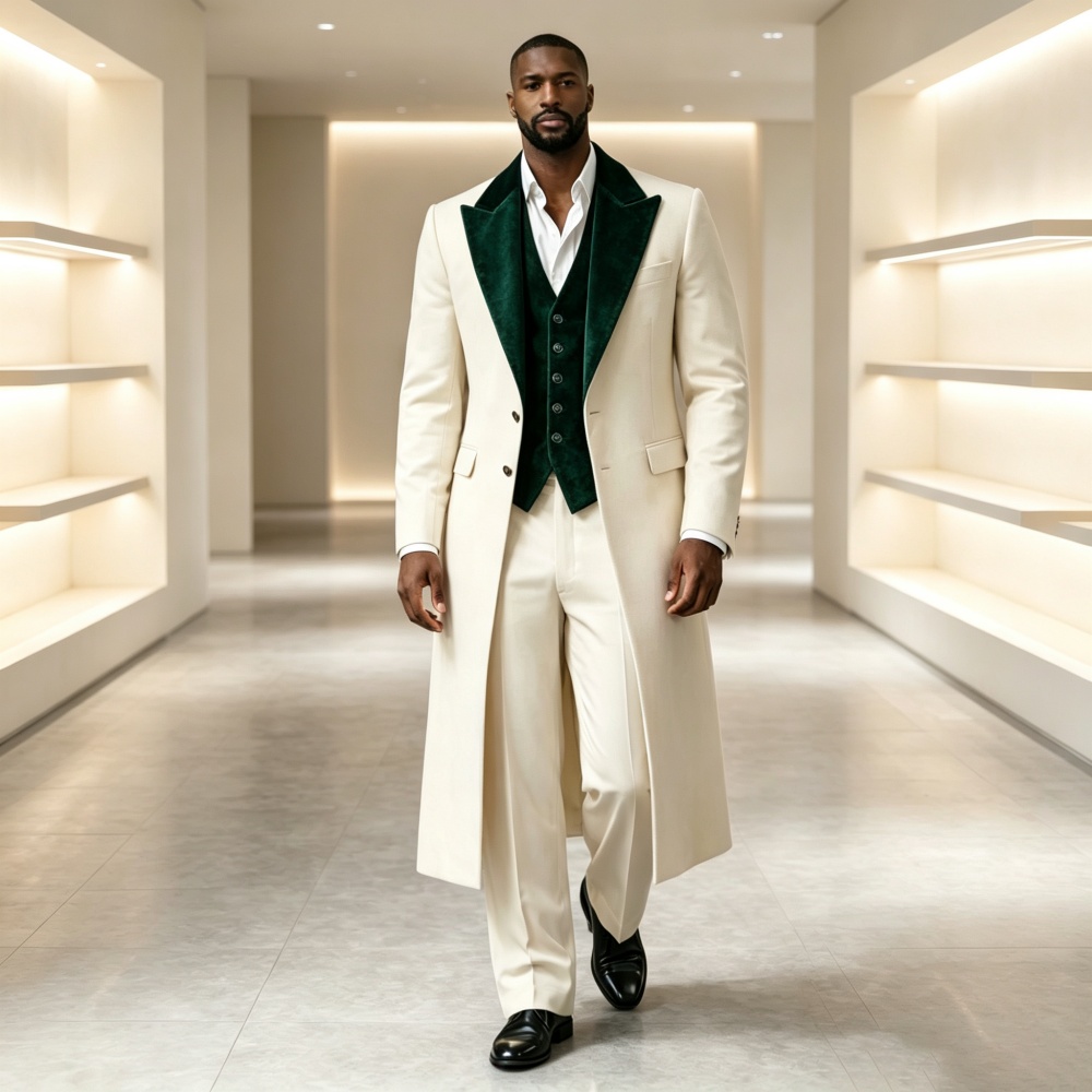 Men'S Fashion X - Uzun Stil Üç Parçalı Erkek Takım