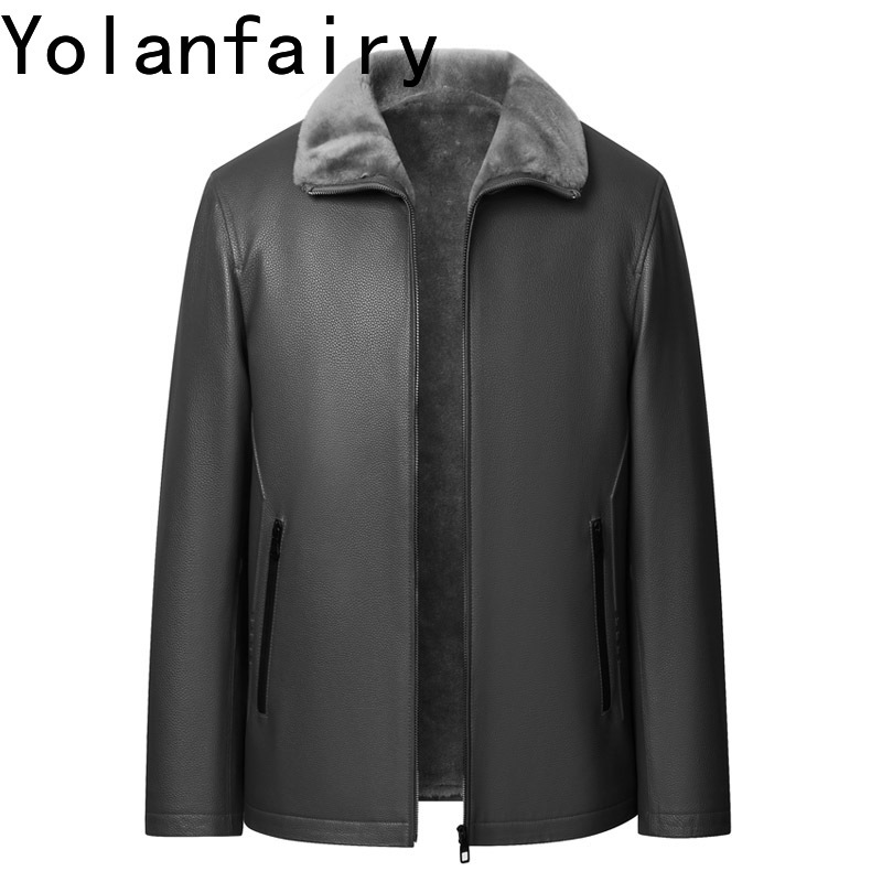 Men'S Fashion Leather Jacket - YOLANFAIRY Üst Düzey Sığır Derisi Hakiki