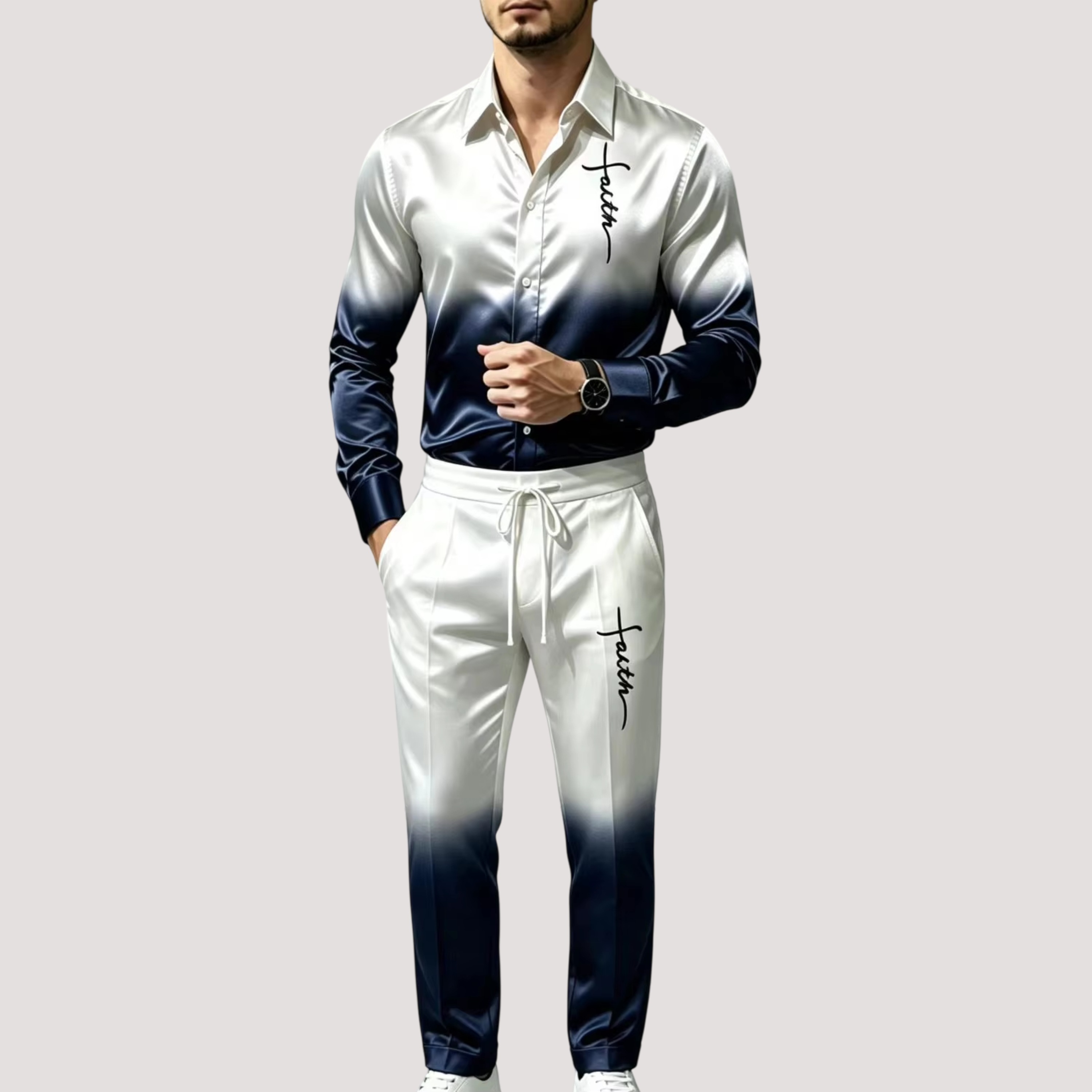 Men'S Fashion Essentials - Erkek Saten İpek Spor Takım İki