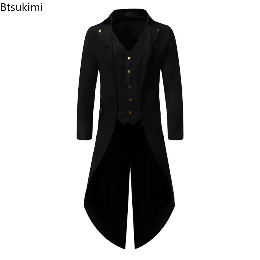 Men'S Fashion X - Yeni 2026 Vintage Gotik Steampunk Tailcoat