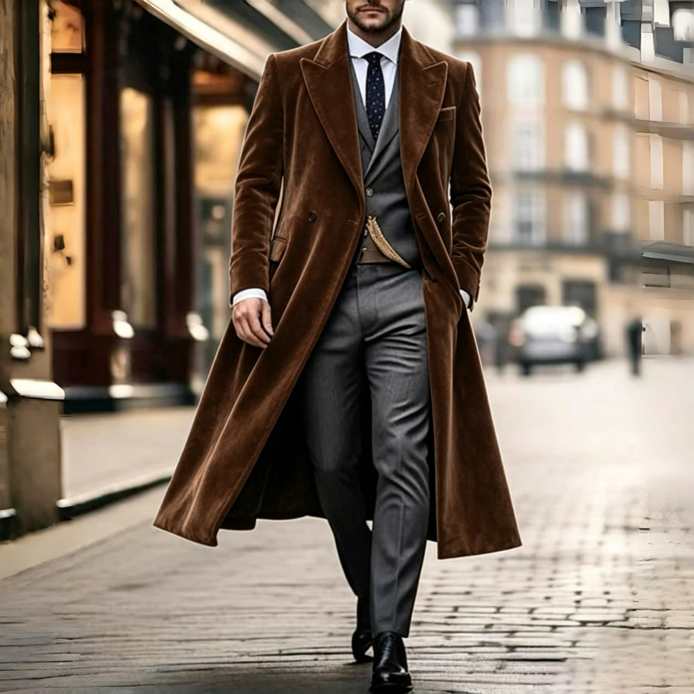 Men'S Fashion X - X Uzun Kadife Erkek Takım Elbise