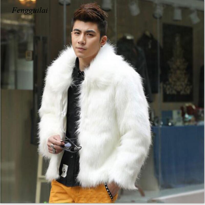 Men'S Fashion Leather Jacket - Homme ceket suni deri erkekler beyaz