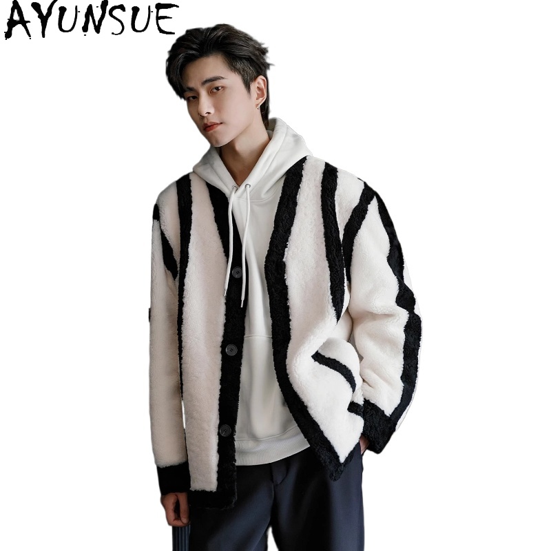 Men'S Fashion Leather Jacket - AYUNSUE Yeni Moda Gerçek Kürk Adam