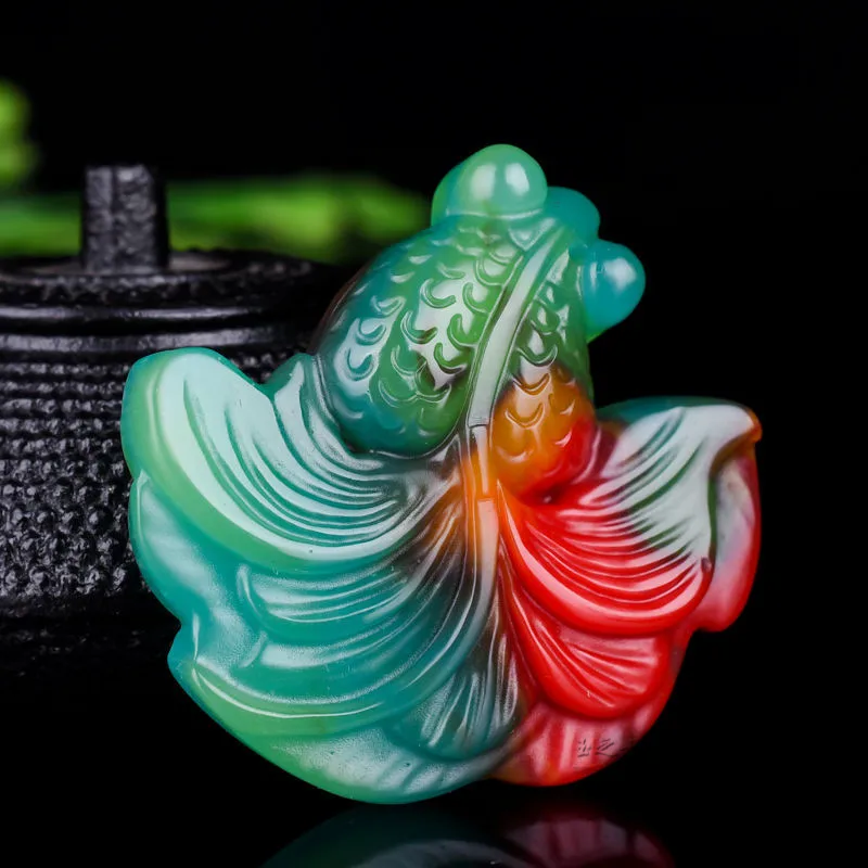 Men'S Fashion Jewelry - Çin doğal renk yeşim Goldfish kolye