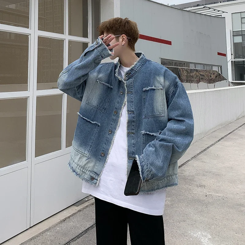 Amerikan Retro Hip Pop Ham Ken - Mens Fashion Denim Jacket incelemesi ve fiyatı