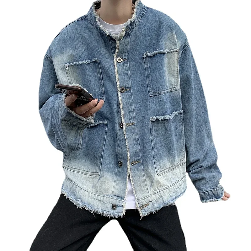 Amerikan Retro Hip Pop Ham Ken - Mens Fashion Denim Jacket incelemesi ve fiyatı