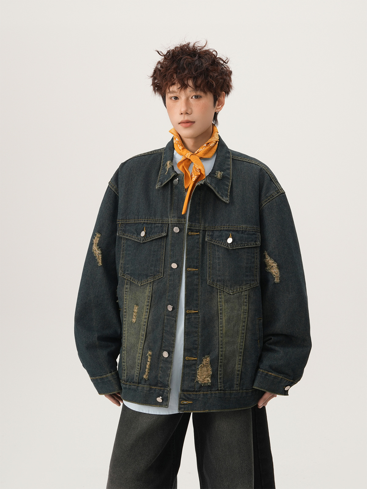 Amerikan High Street Yırtık Ko - Mens Fashion Denim Jacket incelemesi ve fiyatı