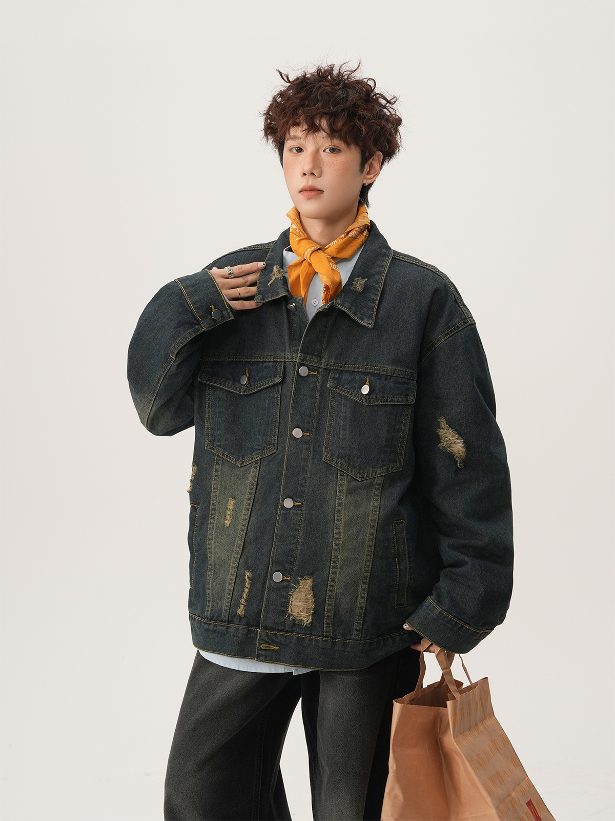 Amerikan High Street Yırtık Ko - Mens Fashion Denim Jacket incelemesi ve fiyatı