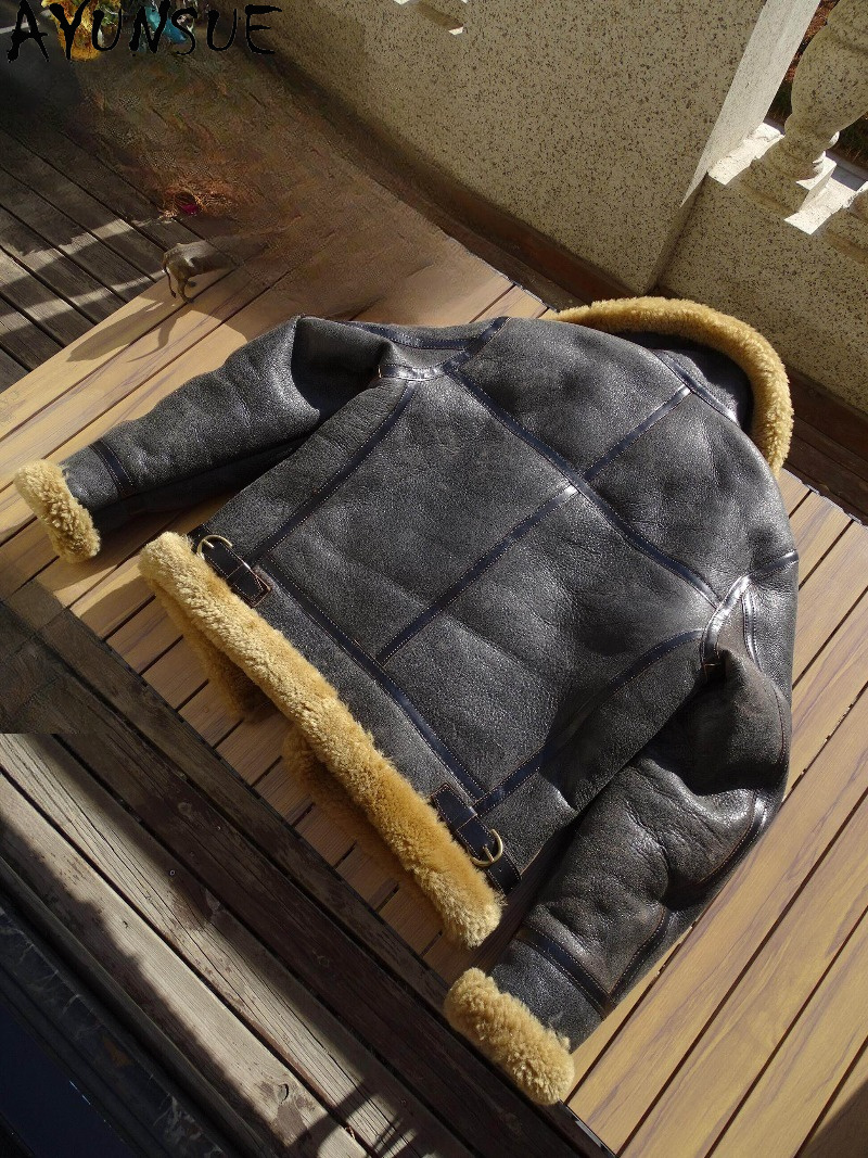 AYUNSUE Doğal Yün Kürk Ceket A - Men'S Fashion Leather Jacket incelemesi ve fiyatı