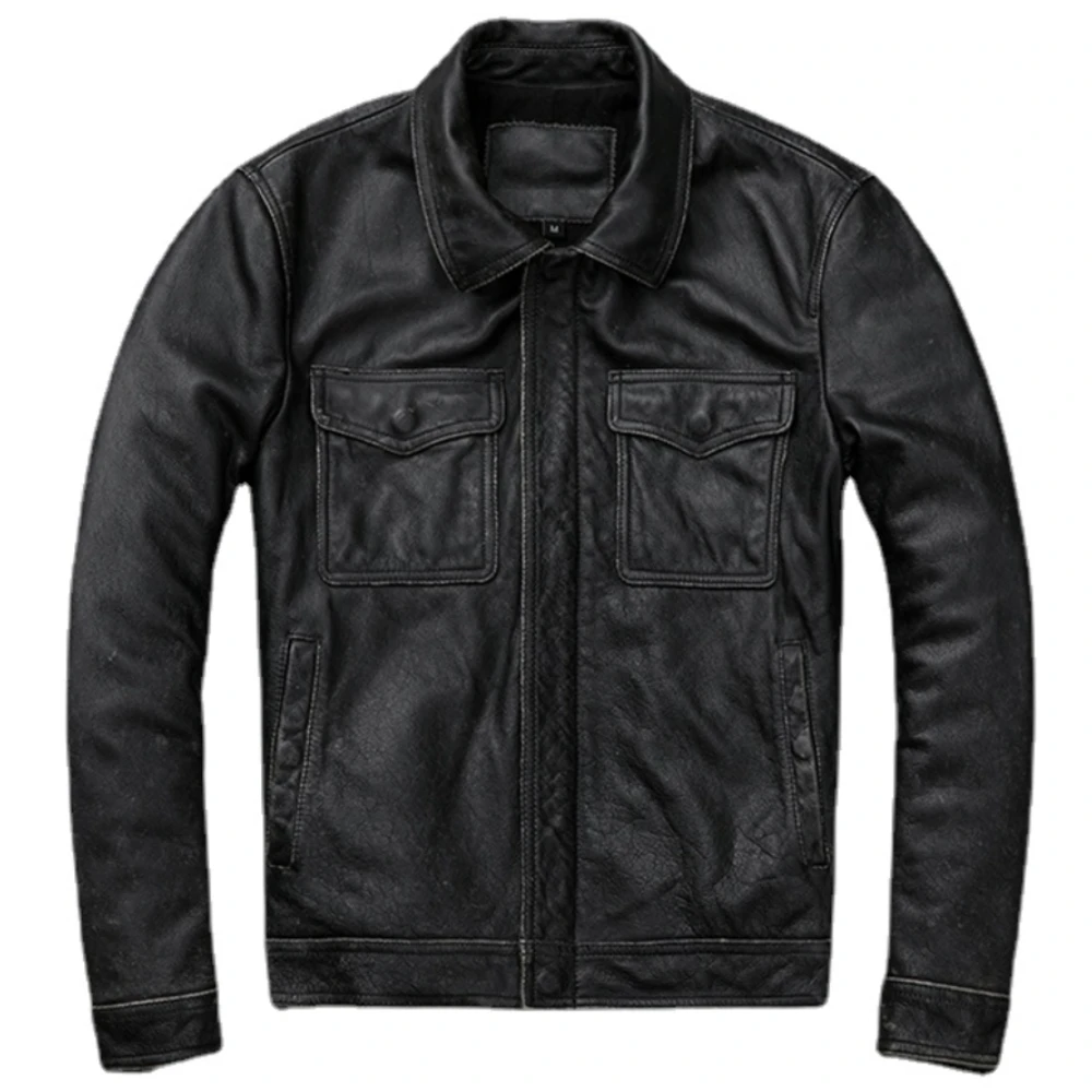 Vintage kahverengi kırmızı hak - Men'S Fashion Leather Jacket incelemesi ve fiyatı