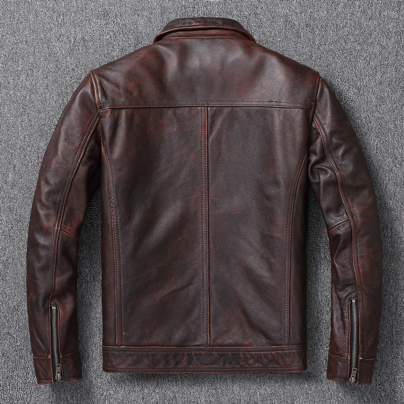 Vintage kahverengi kırmızı hak - Men'S Fashion Leather Jacket incelemesi ve fiyatı