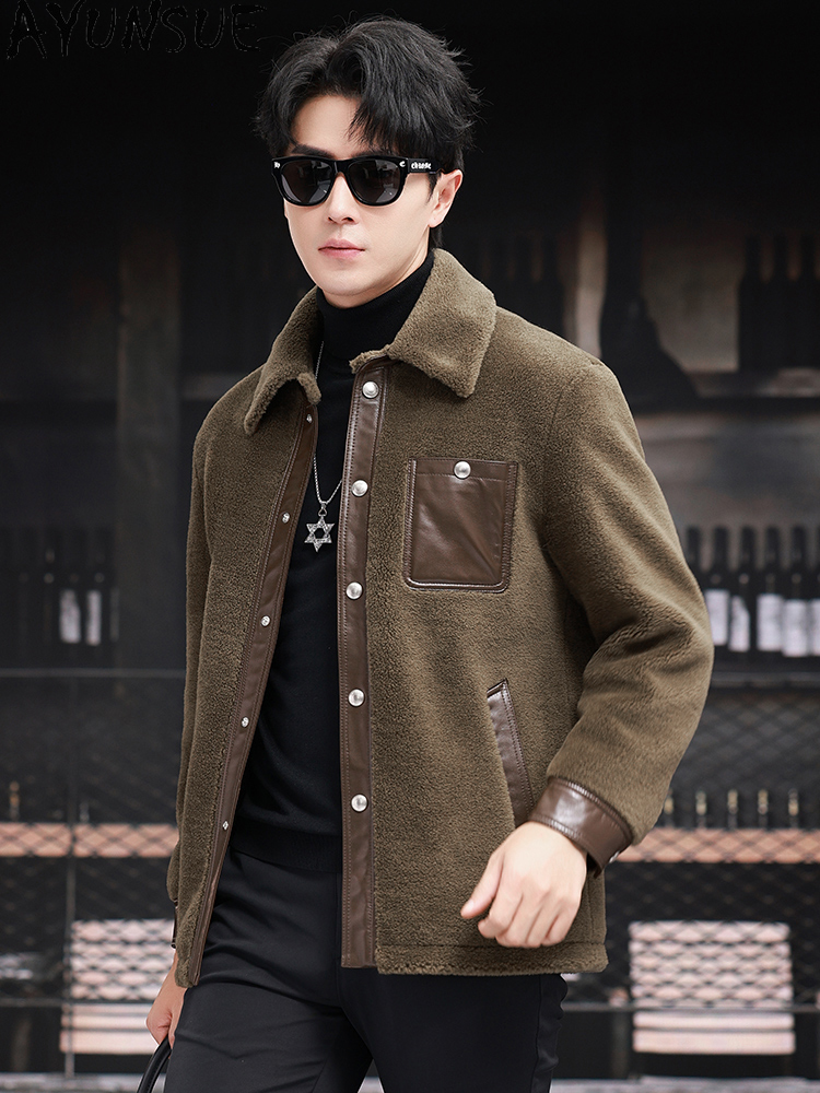 AYUNSUE % 100% Yün Ceket Erkek - Men'S Fashion Leather Jacket incelemesi ve fiyatı