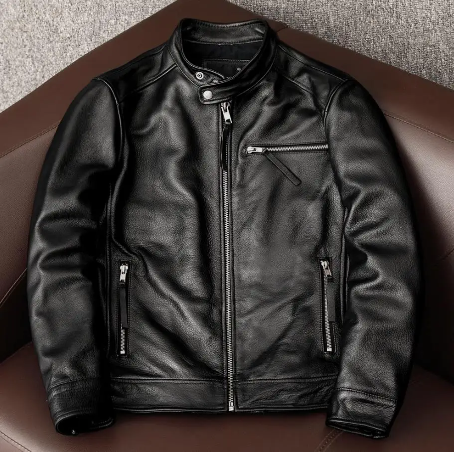 Wholesales.100 % gerçek inek d - Men'S Fashion Leather Jacket incelemesi ve fiyatı