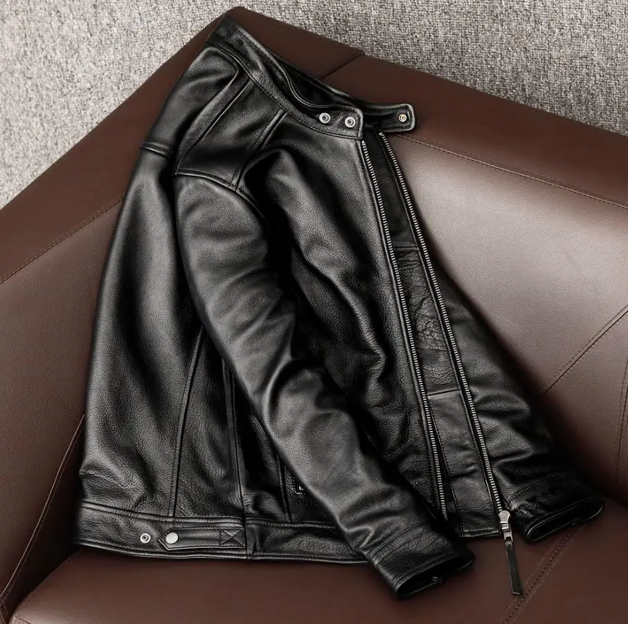 Wholesales.100 % gerçek inek d - Men'S Fashion Leather Jacket incelemesi ve fiyatı